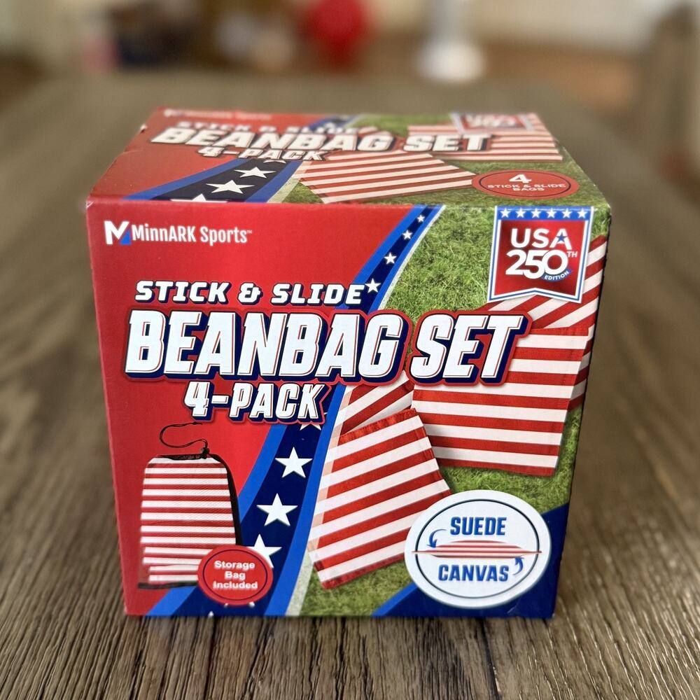 Stick & Slide Beanbags, Red White Stripe Print, 4-Pack by MinnARK